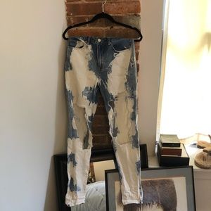 Distressed mom jeans